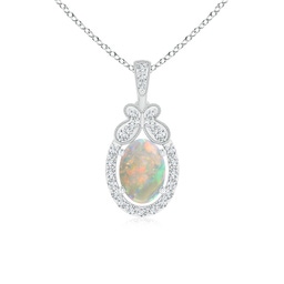 Vintage Style Opal Pendant with Diamond Halo | Angara