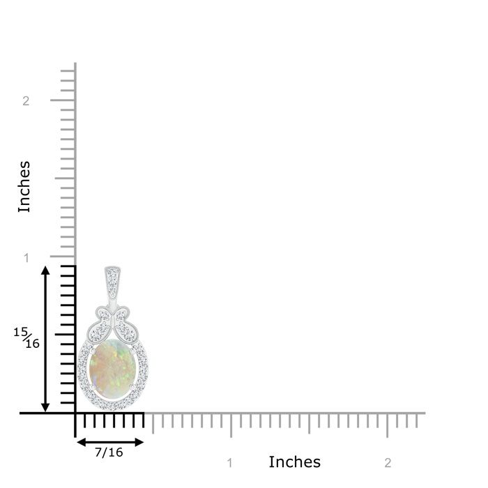 9x7mm AAA Floating Opal and Diamond Halo Pendant with Butterfly Motif in P950 Platinum product image
