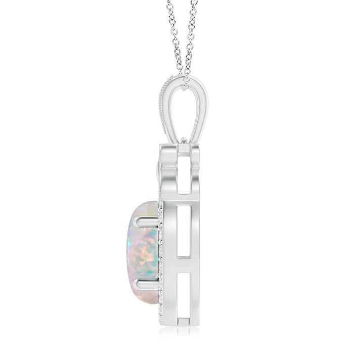 9x7mm AAAA Floating Opal and Diamond Halo Pendant with Butterfly Motif in P950 Platinum product image