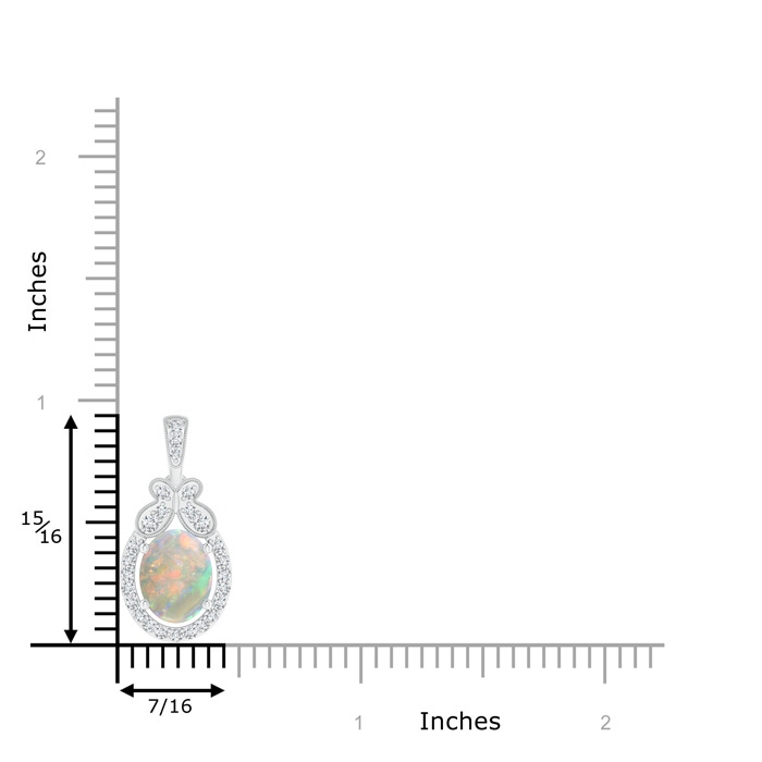 9x7mm AAAA Floating Opal and Diamond Halo Pendant with Butterfly Motif in P950 Platinum product image