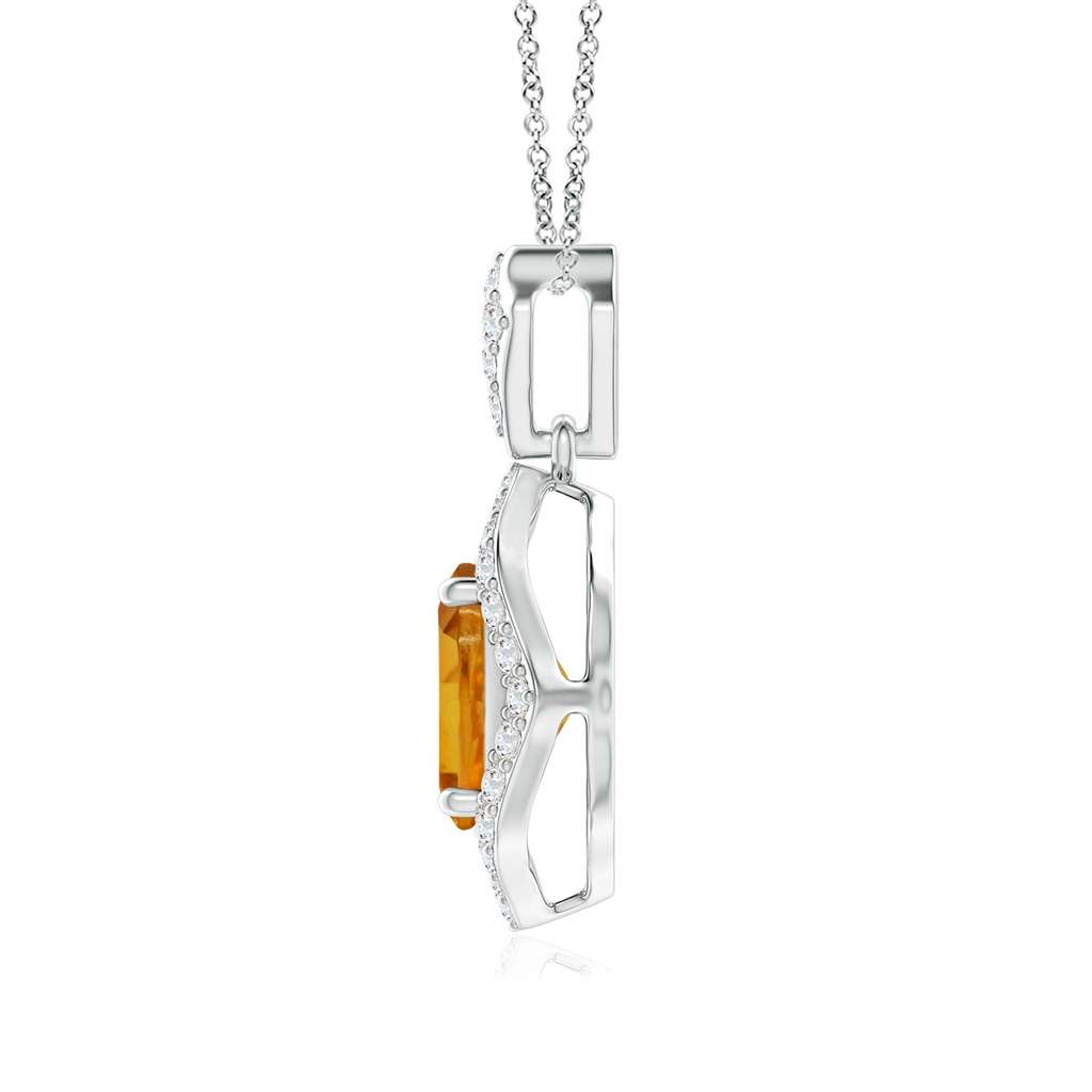 9.07x6.98x4.80mm AAAA GIA Certified Scalloped Frame Citrine Halo Pendant in White Gold - side 199