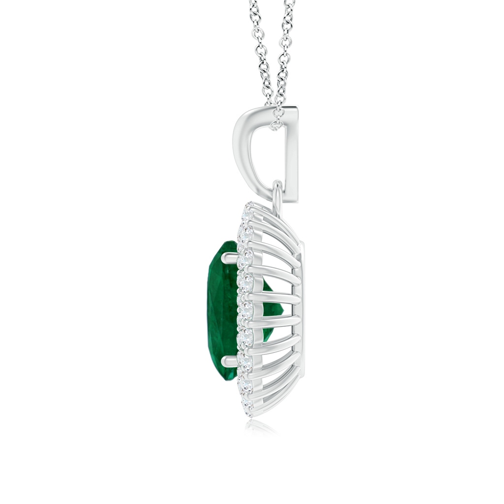 9.14x6.95x4.59mm AAA GIA Certified Oval Emerald Pendant with Double Diamond Halo in White Gold Side 199