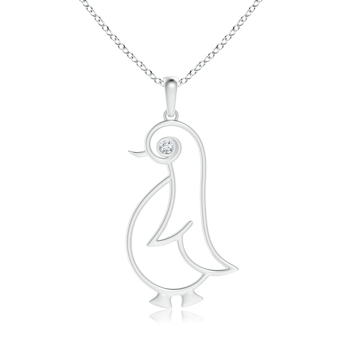 2.2mm GVS2 Bezel-Set Diamond Penguin Pendant in S999 Silver 