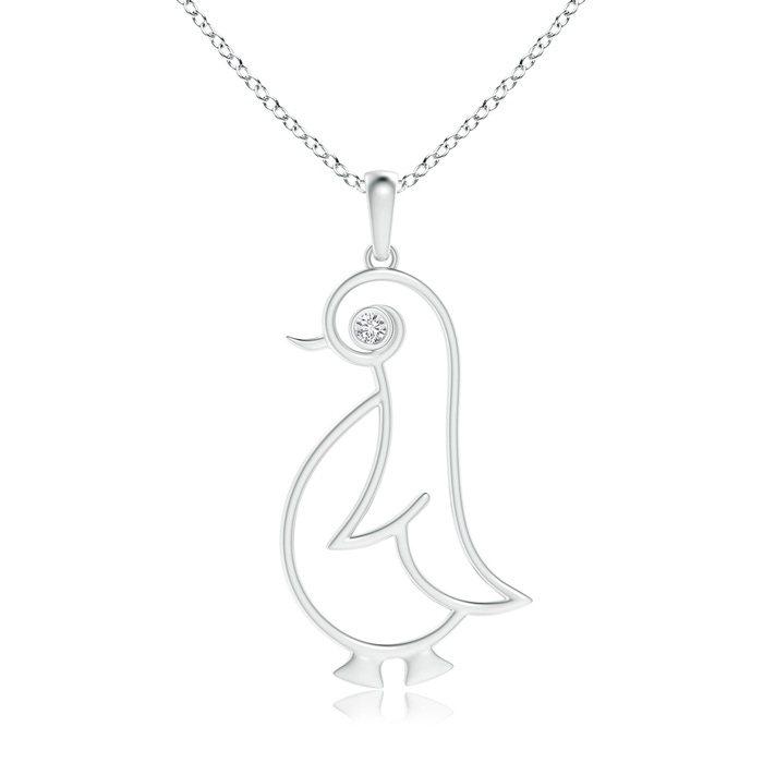 2.2mm HSI2 Bezel-Set Diamond Penguin Pendant in S999 Silver 