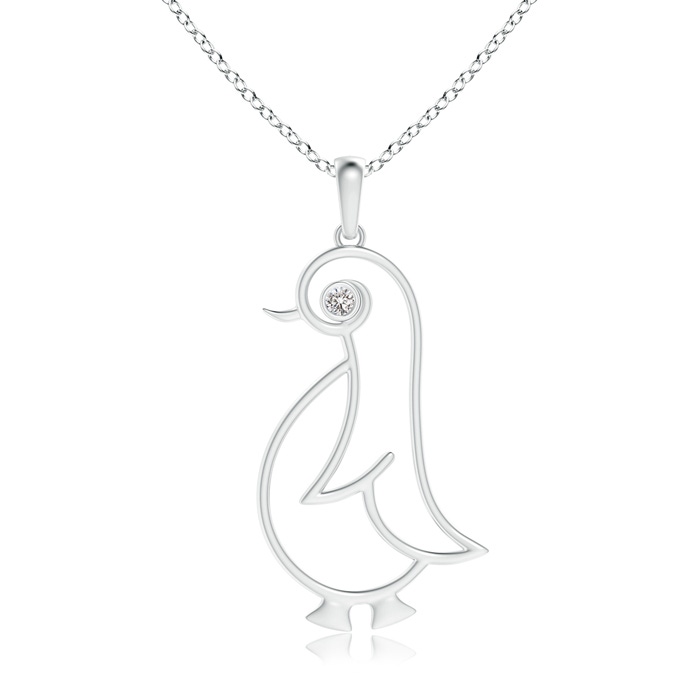 2.2mm IJI1I2 Bezel-Set Diamond Penguin Pendant in White Gold 