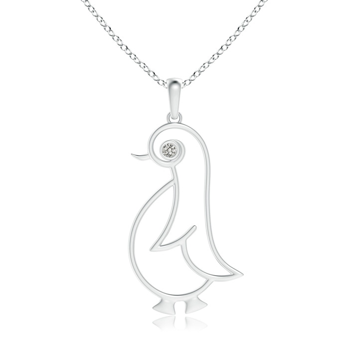2.2mm KI3 Bezel-Set Diamond Penguin Pendant in S999 Silver 