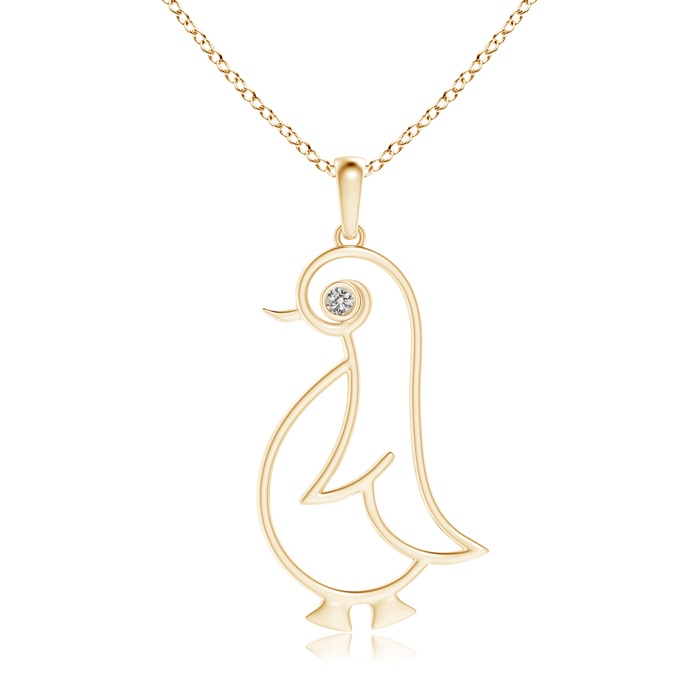 2.2mm KI3 Bezel-Set Diamond Penguin Pendant in Yellow Gold 