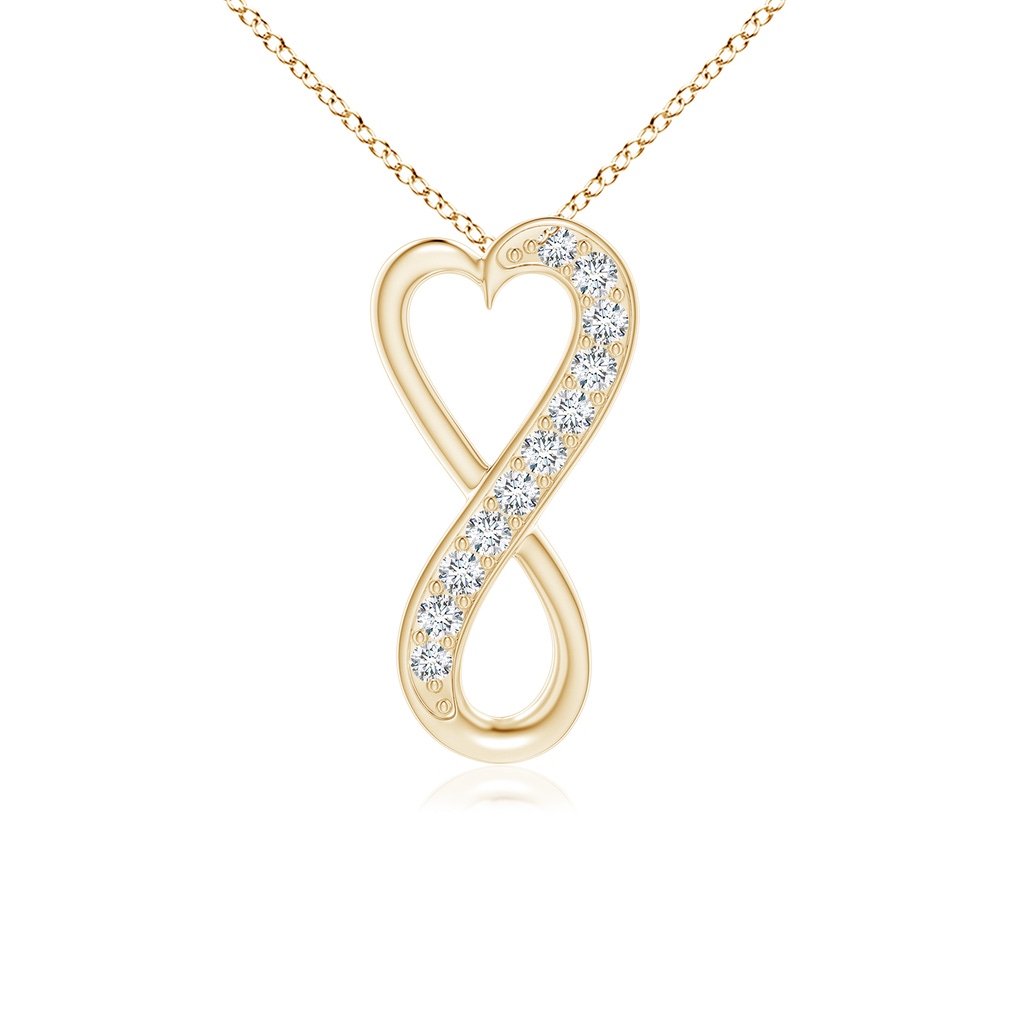 1.3mm GVS2 Pave-Set Diamond Infinity Heart Pendant in 18K Yellow Gold 
