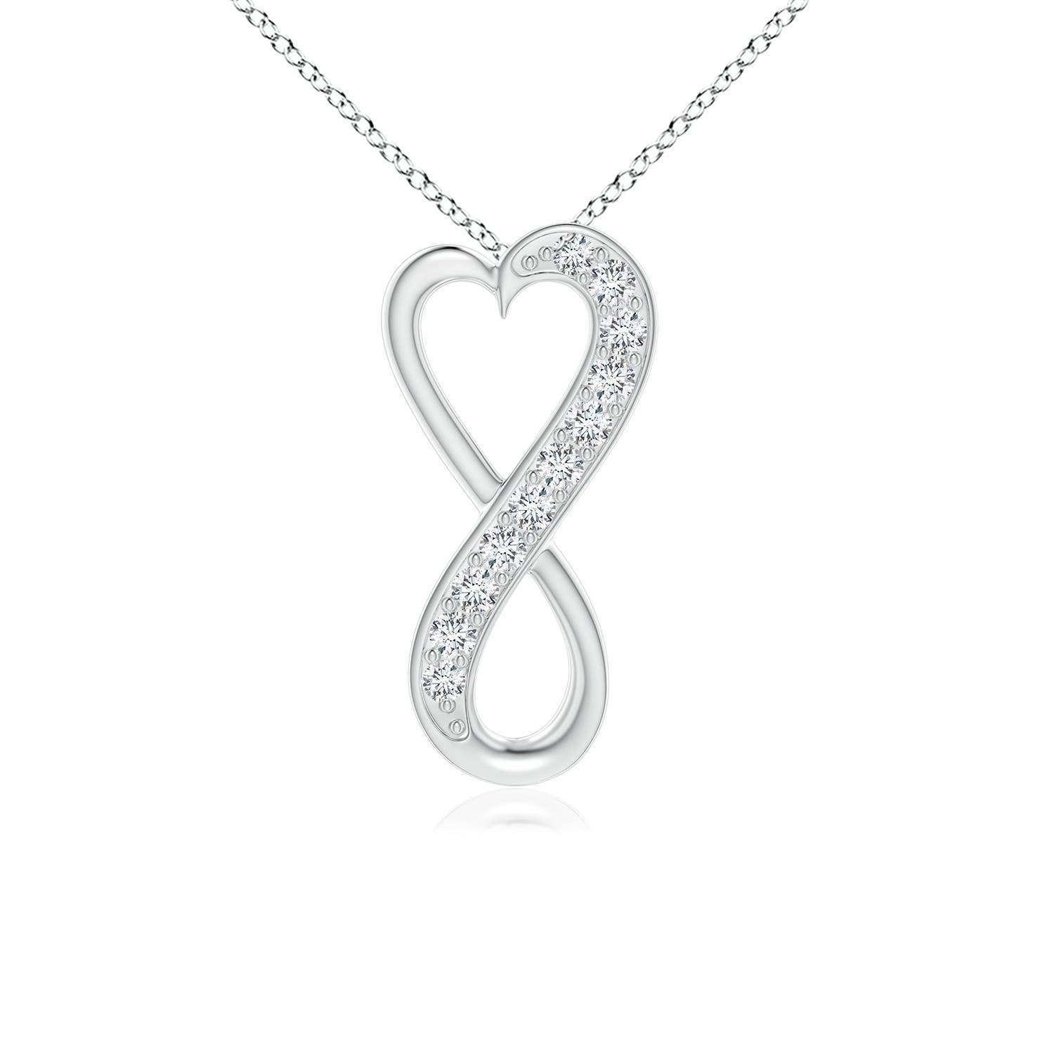 ANGARA Diamond Infinity Heart Pendant Necklace in Silver (Grade-KI3, 1.3mm)