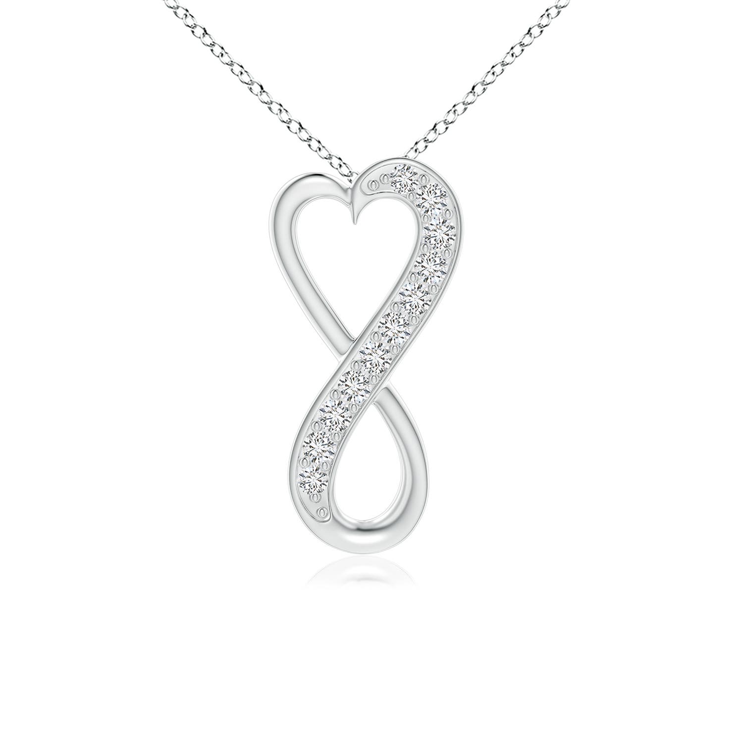 1.3mm HSI2 Pave-Set Diamond Infinity Heart Pendant in 18CT White Gold
