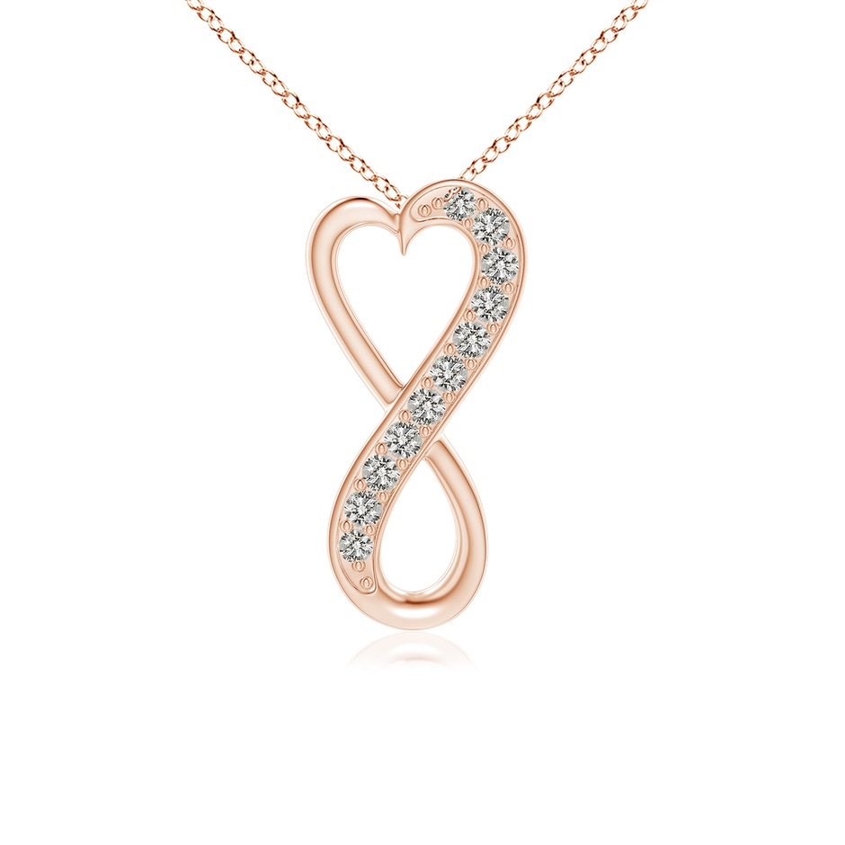 1.3mm KI3 Pave-Set Diamond Infinity Heart Pendant in Rose Gold 