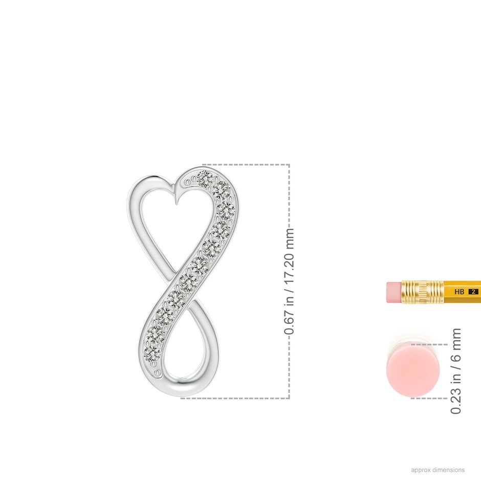 1.3mm KI3 Pave-Set Diamond Infinity Heart Pendant in S999 Silver ruler