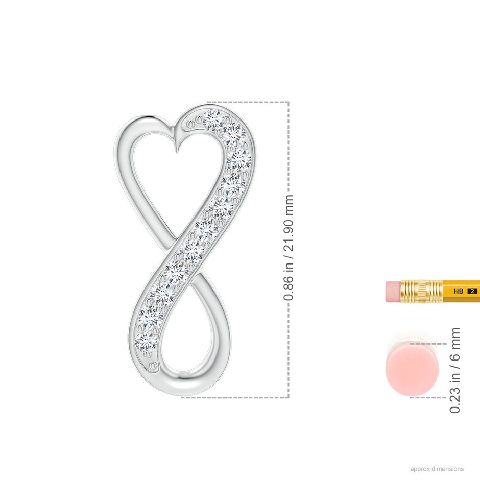1.65mm GVS2 Pave-Set Diamond Infinity Heart Pendant in S999 Silver ruler