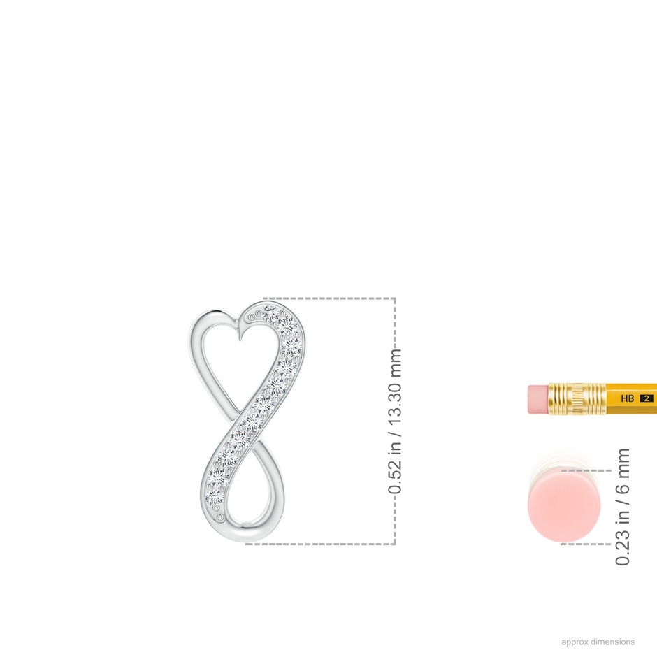 1mm GVS2 Pave-Set Diamond Infinity Heart Pendant in P950 Platinum ruler