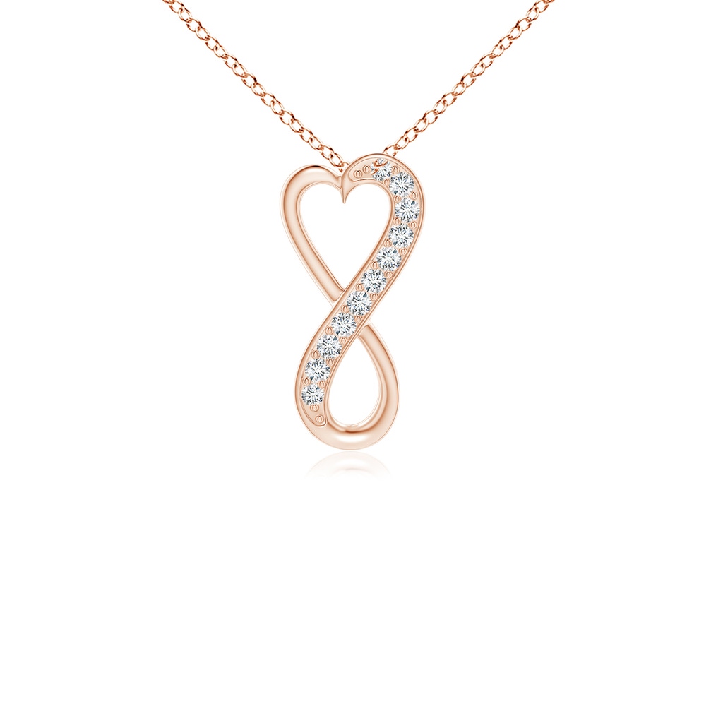 1mm GVS2 Pave-Set Diamond Infinity Heart Pendant in Rose Gold