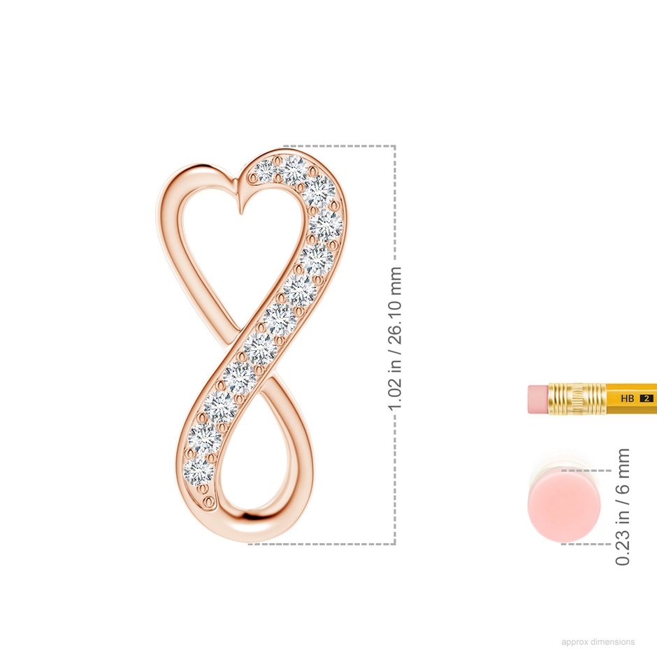 2.25mm GVS2 Pave-Set Diamond Infinity Heart Pendant in 18K Rose Gold ruler