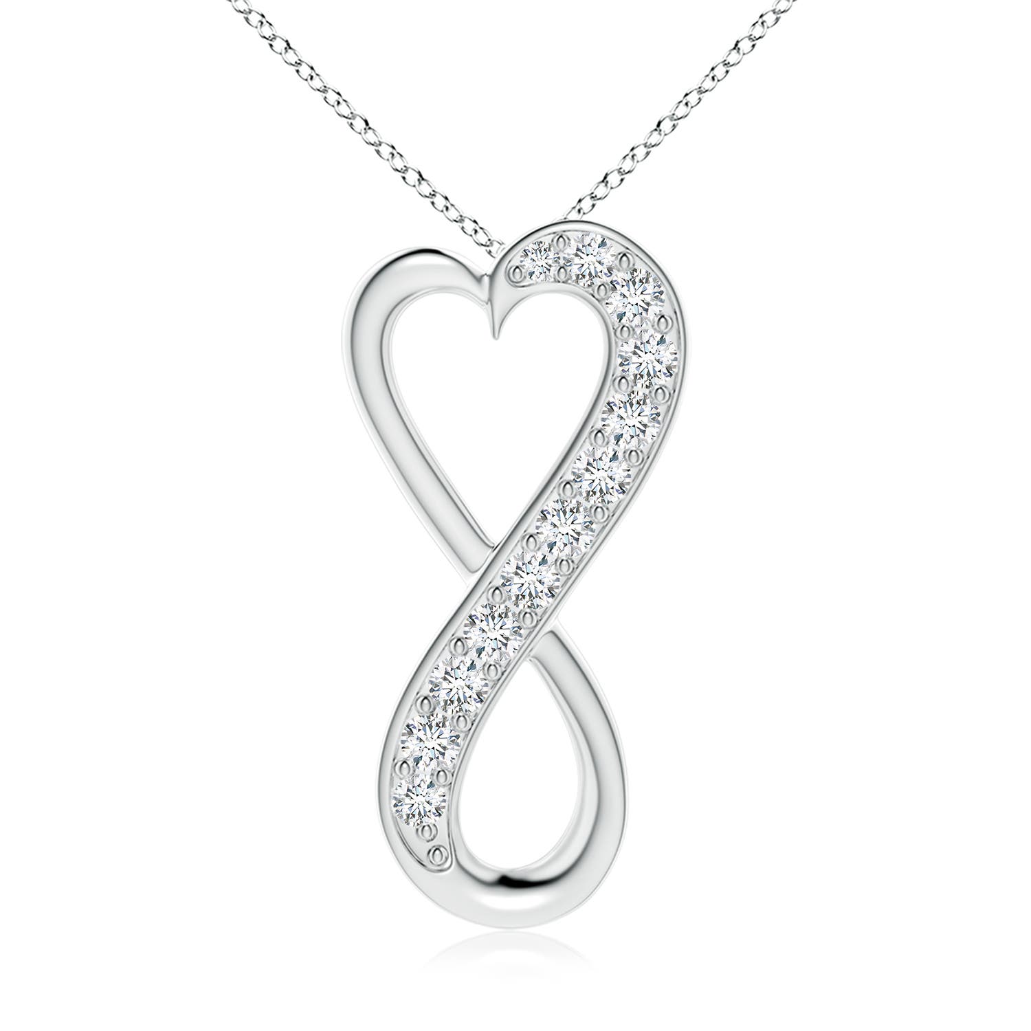 2.25mm GVS2 Pave-Set Diamond Infinity Heart Pendant in 18K White Gold