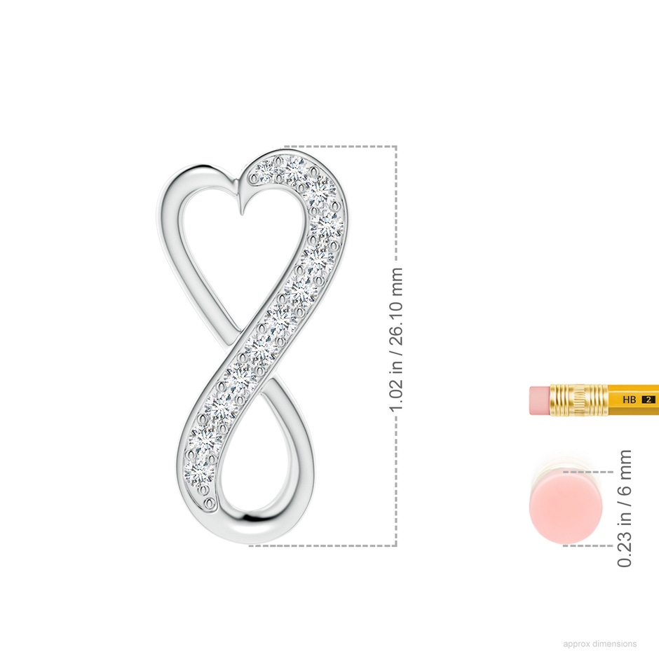 2.25mm GVS2 Pave-Set Diamond Infinity Heart Pendant in P950 Platinum ruler