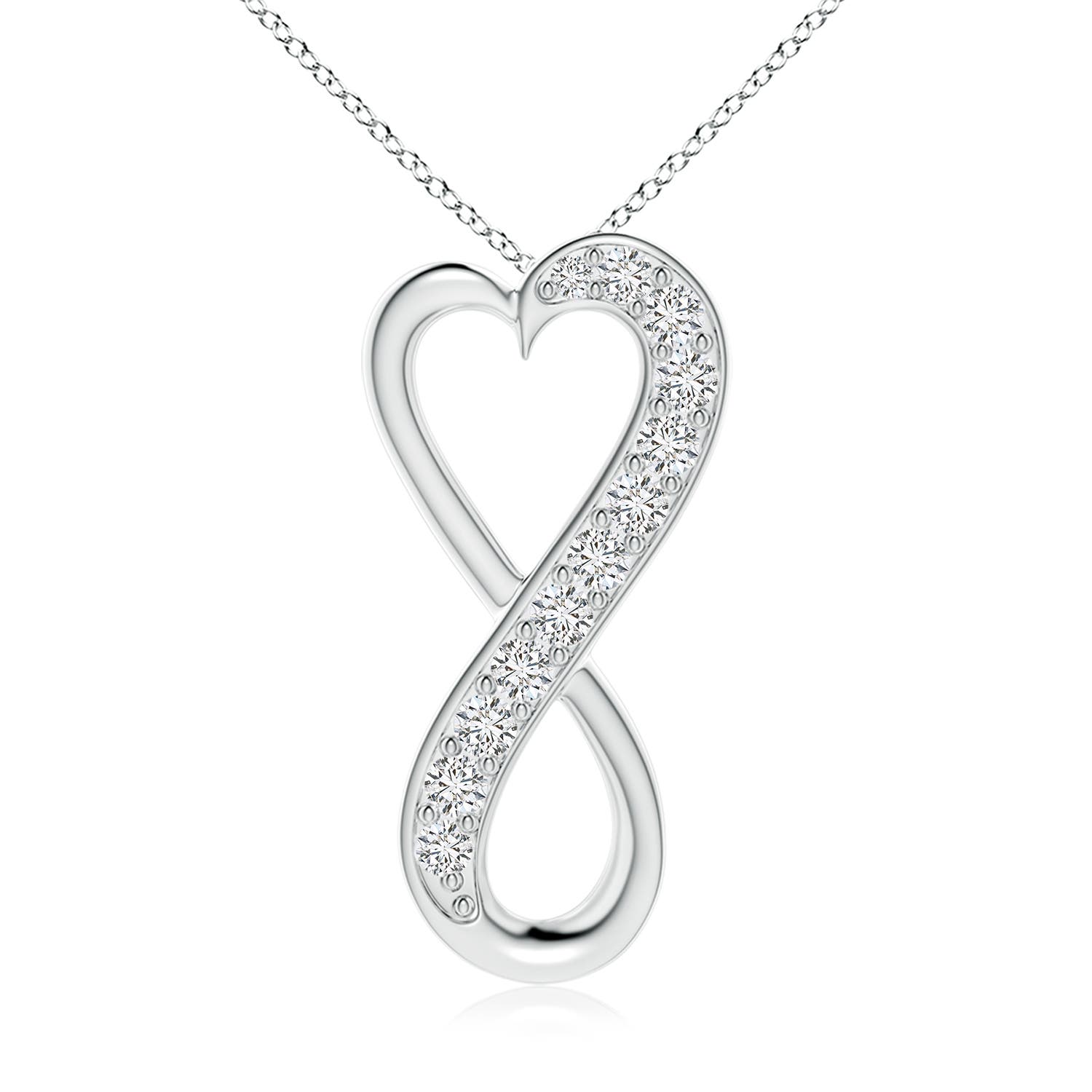 2.25mm HSI2 Pave-Set Diamond Infinity Heart Pendant in 18K White Gold