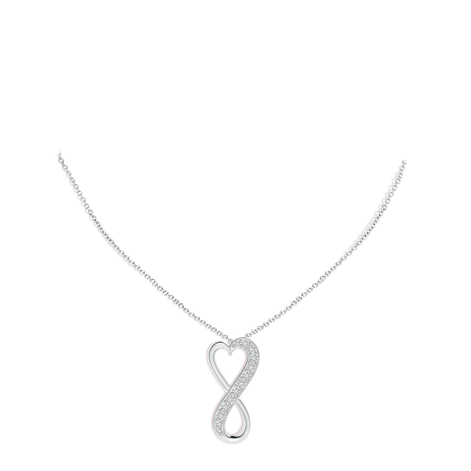 2.25mm HSI2 Pave-Set Diamond Infinity Heart Pendant in S999 Silver pen
