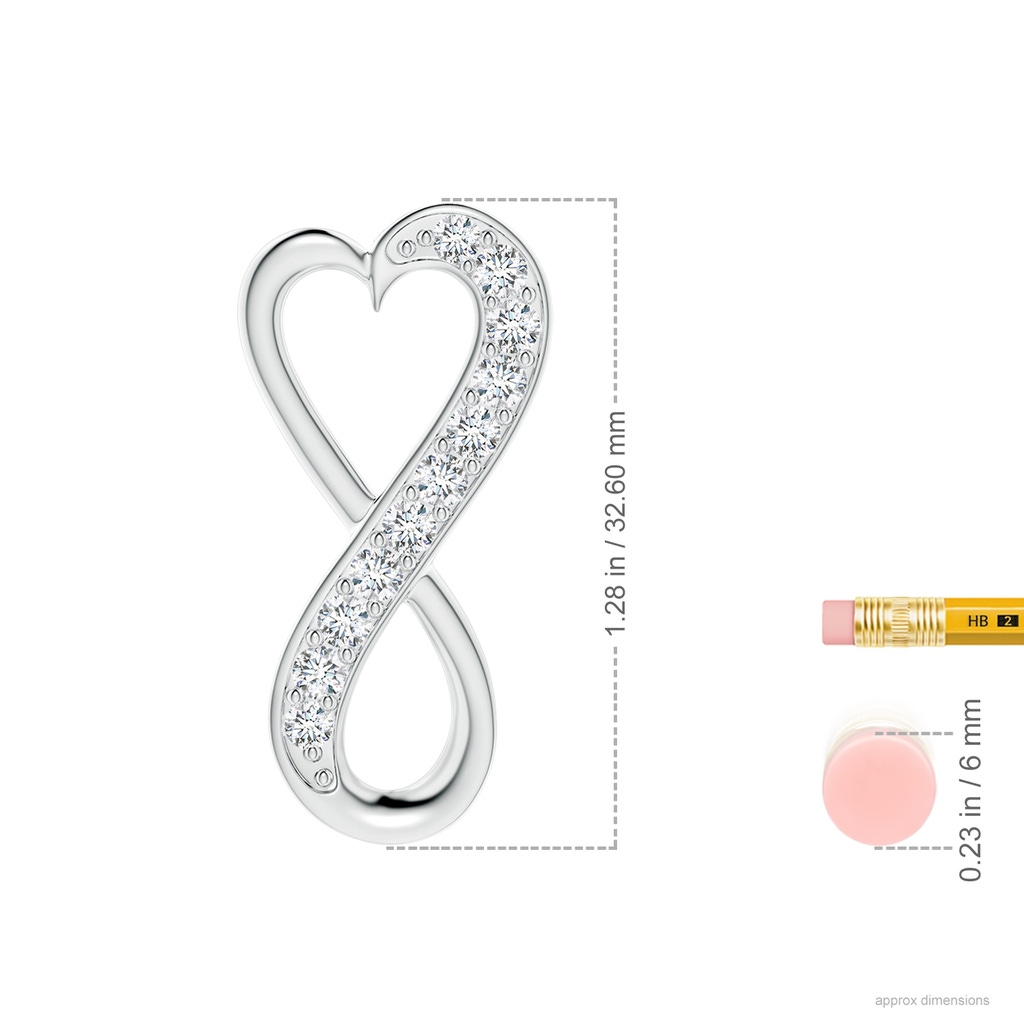 2.9mm GVS2 Pave-Set Diamond Infinity Heart Pendant in P950 Platinum ruler