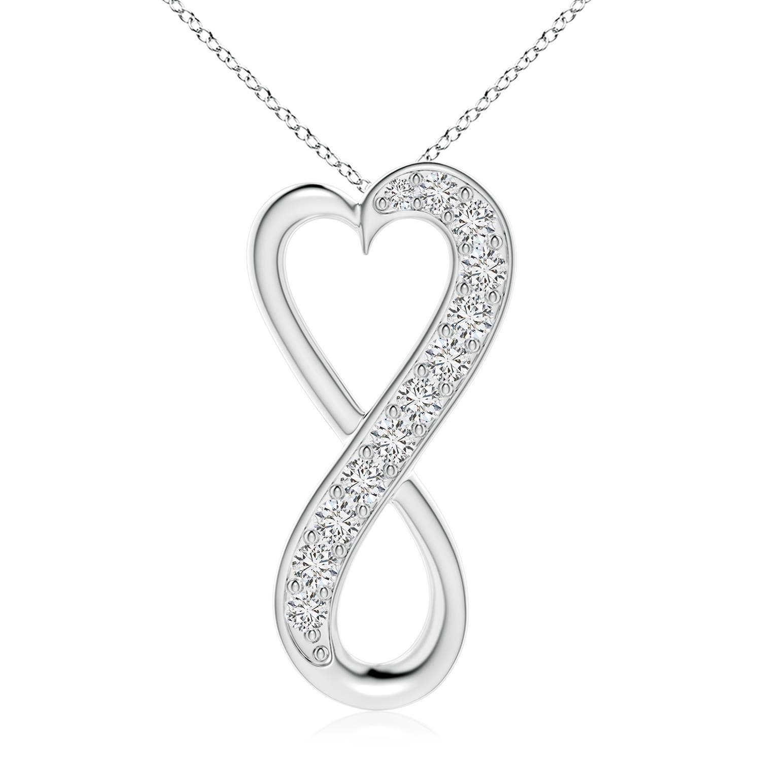 2.9mm HSI2 Pave-Set Diamond Infinity Heart Pendant in 18CT White Gold