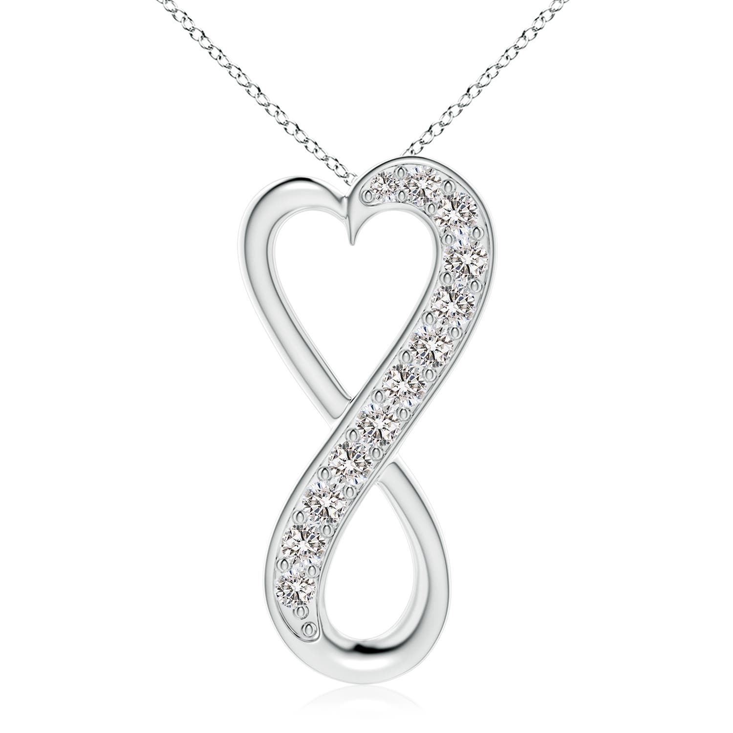 2.9mm IJI1I2 Pave-Set Diamond Infinity Heart Pendant in P950 Platinum