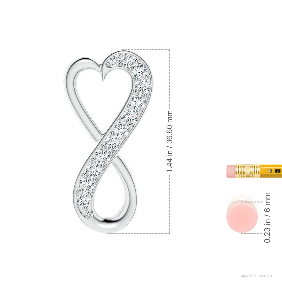 3.3mm GVS2 Pave-Set Diamond Infinity Heart Pendant in P950 Platinum ruler