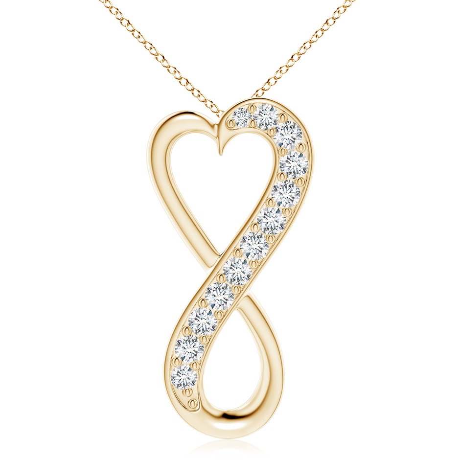 3.3mm GVS2 Pave-Set Diamond Infinity Heart Pendant in Yellow Gold 