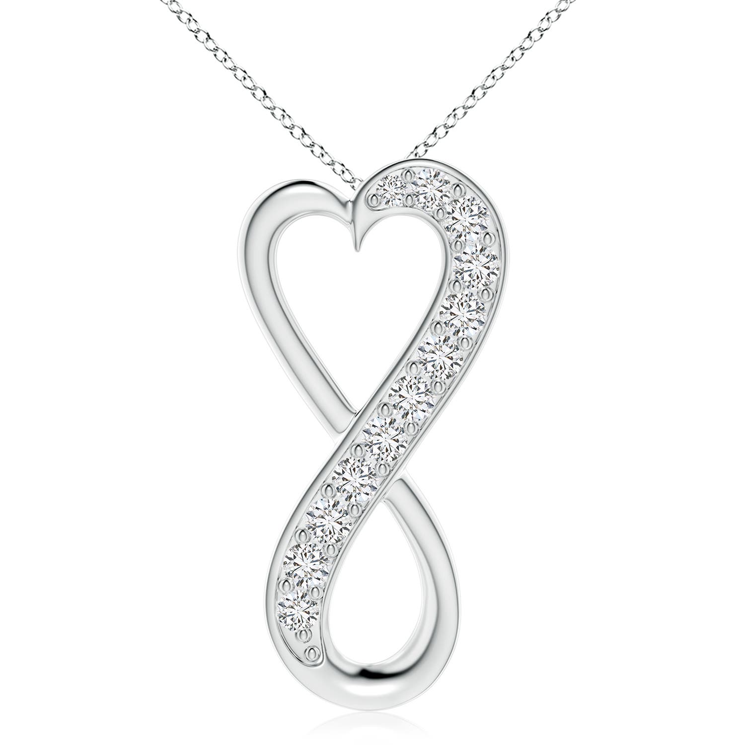 3.3mm HSI2 Pave-Set Diamond Infinity Heart Pendant in 18K White Gold