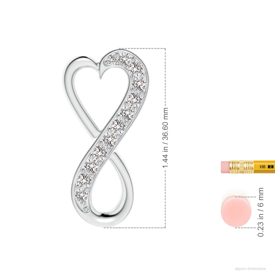 3.3mm IJI1I2 Pave-Set Diamond Infinity Heart Pendant in 18K White Gold ruler