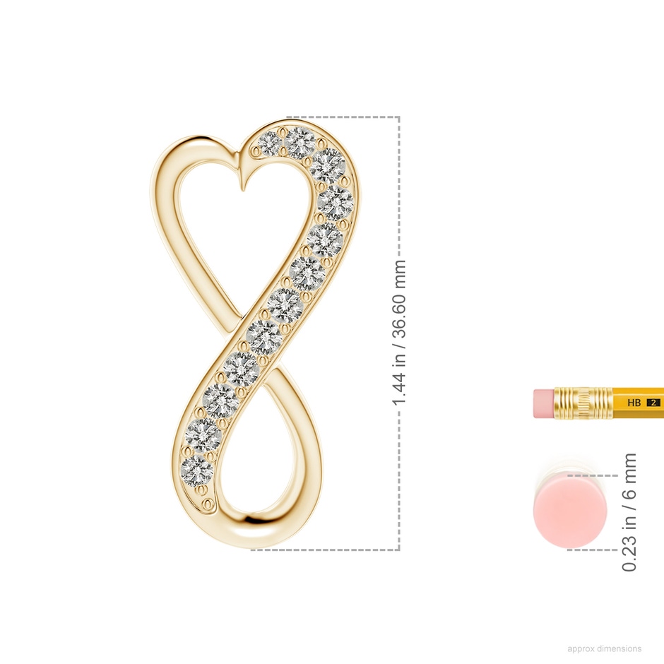3.3mm KI3 Pave-Set Diamond Infinity Heart Pendant in 18K Yellow Gold ruler