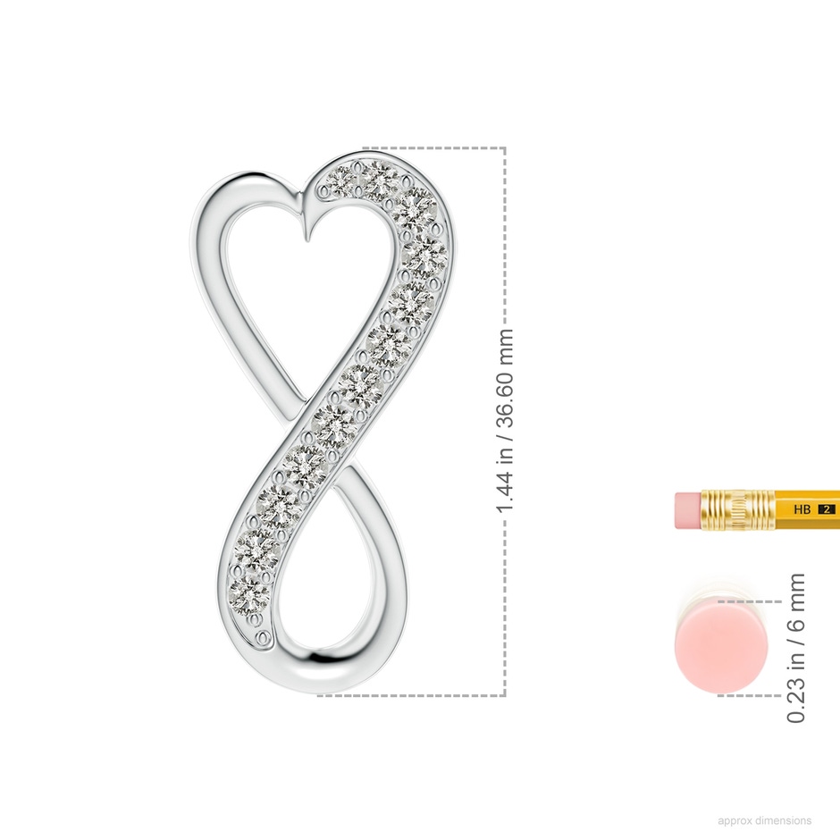 3.3mm KI3 Pave-Set Diamond Infinity Heart Pendant in White Gold ruler