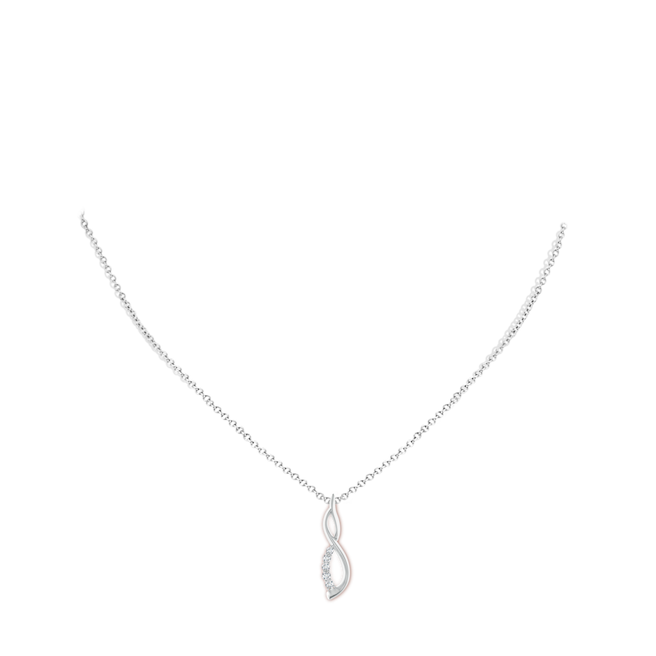 1.9mm GVS2 Diamond Infinity Swirl Journey Pendant in White Gold body-neck