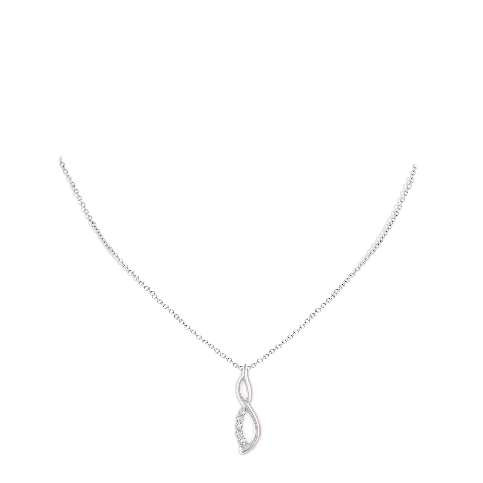 2.2mm GVS2 Diamond Infinity Swirl Journey Pendant in White Gold body-neck