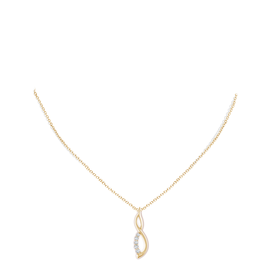 2.2mm GVS2 Diamond Infinity Swirl Journey Pendant in Yellow Gold body-neck