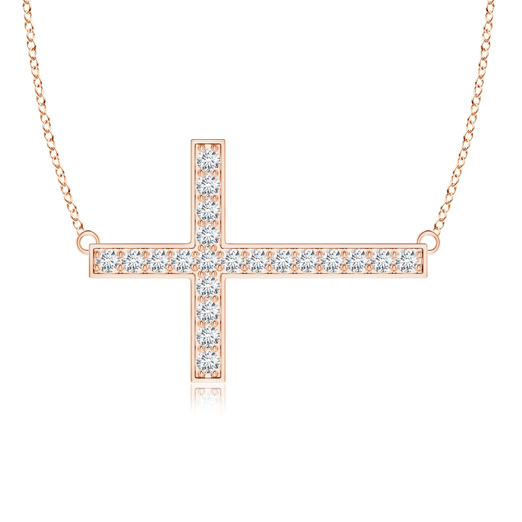 1.75mm GVS2 Classic Diamond Sideways Cross Necklace in Rose Gold 