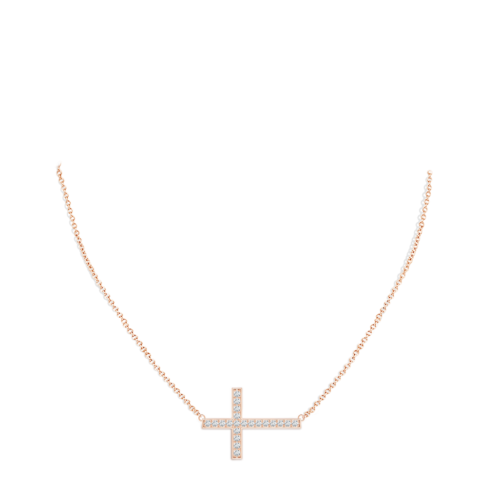 1.75mm GVS2 Classic Diamond Sideways Cross Necklace in Rose Gold pen