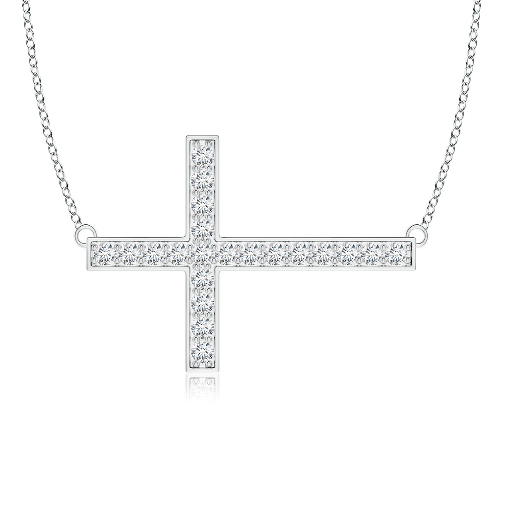 1.75mm GVS2 Classic Diamond Sideways Cross Necklace in S999 Silver 