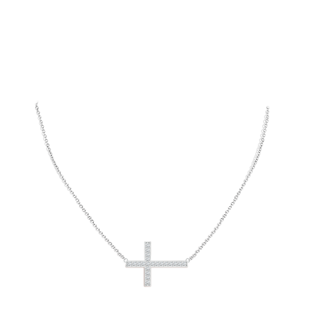 1.75mm GVS2 Classic Diamond Sideways Cross Necklace in S999 Silver pen