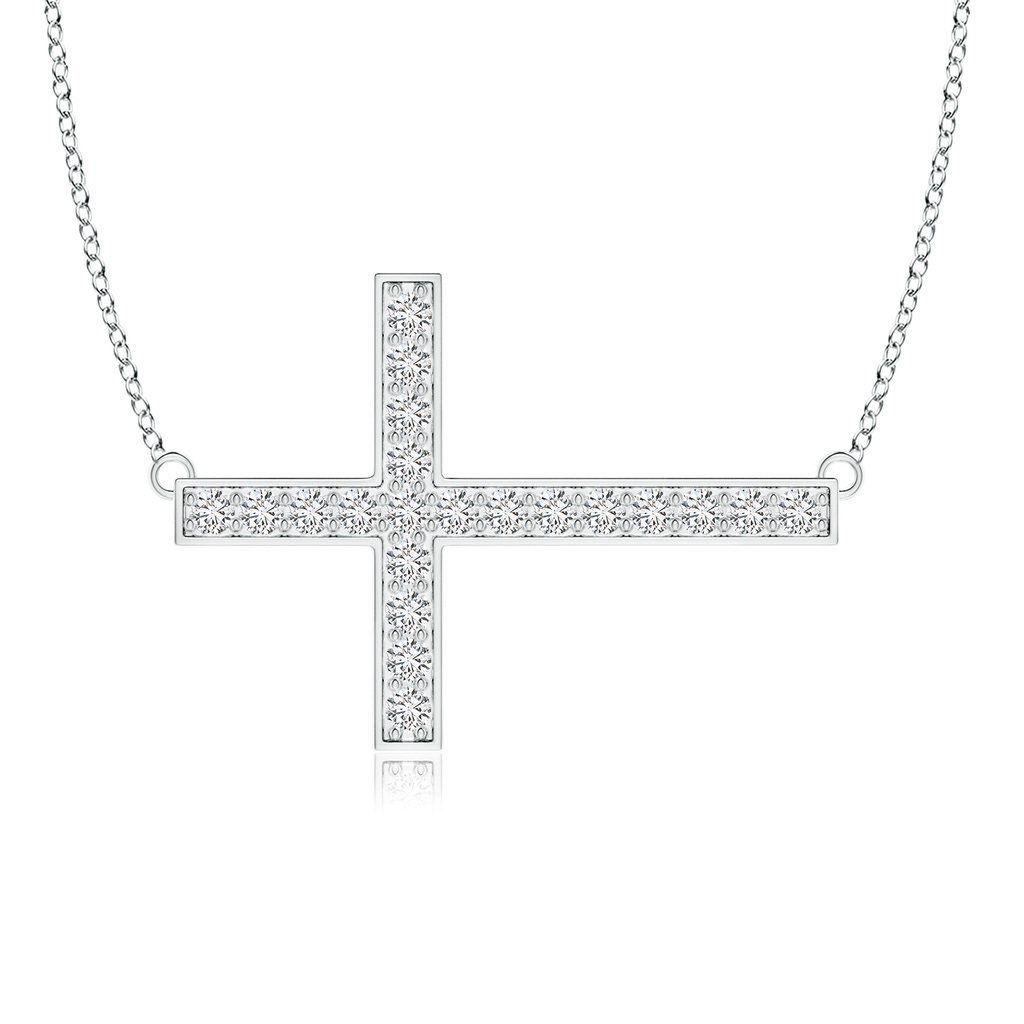 1.75mm HSI2 Classic Diamond Sideways Cross Necklace in White Gold 