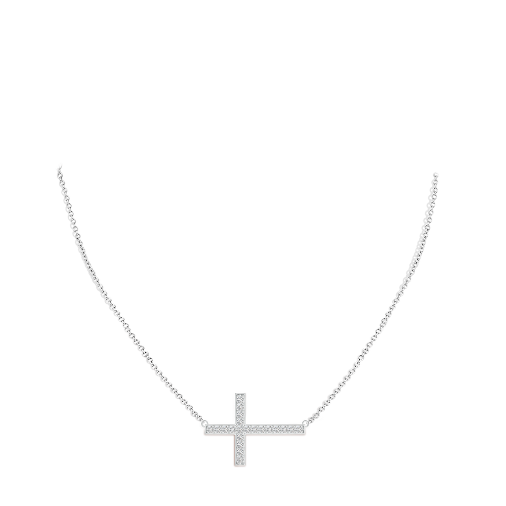 1.75mm HSI2 Classic Diamond Sideways Cross Necklace in White Gold pen