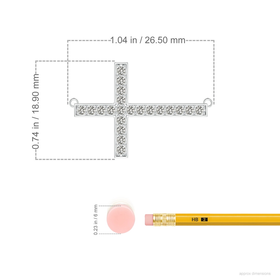 1.75mm KI3 Classic Diamond Sideways Cross Necklace in P950 Platinum ruler