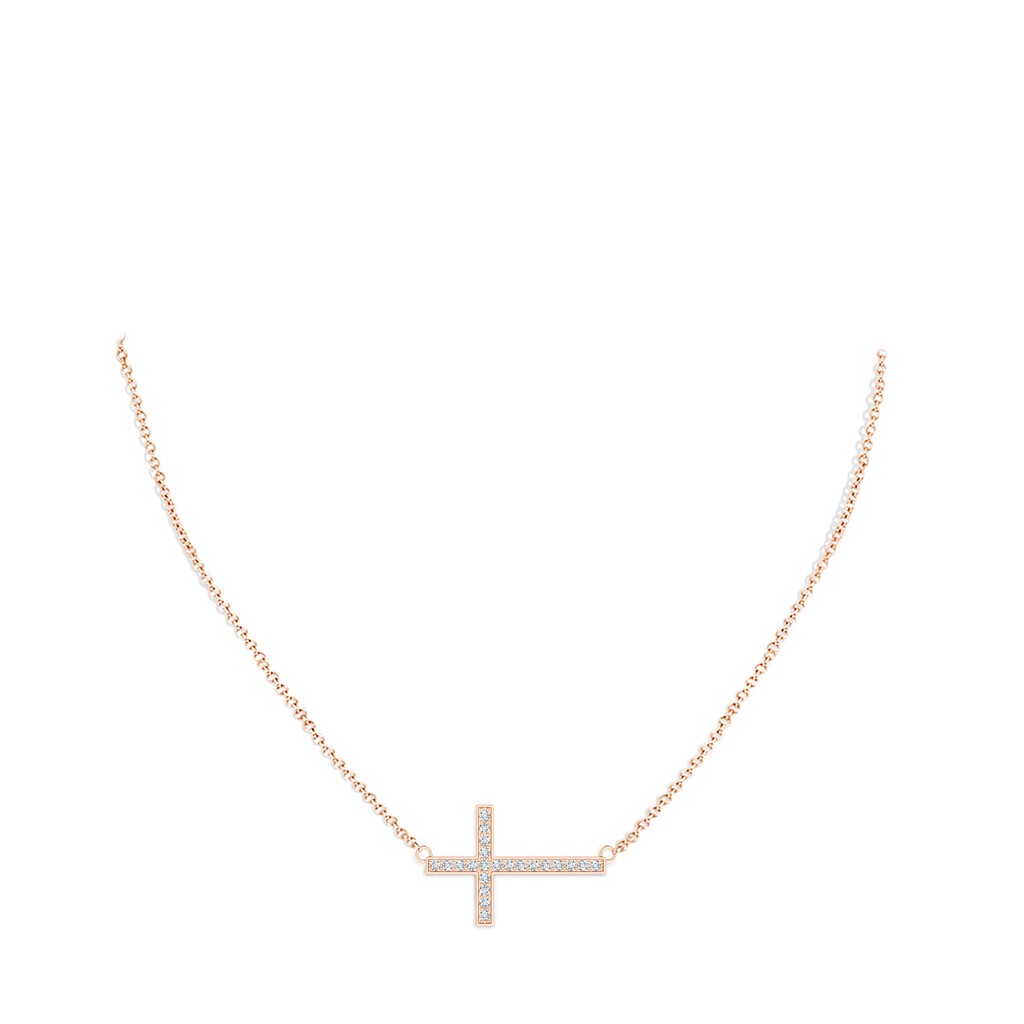 1mm GVS2 Classic Diamond Sideways Cross Necklace in 18K Rose Gold pen