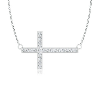 1mm GVS2 Classic Diamond Sideways Cross Necklace in 18K White Gold