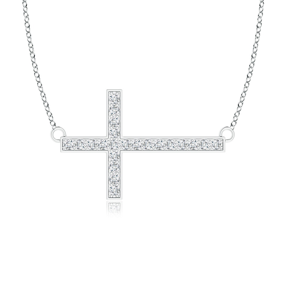 1mm GVS2 Classic Diamond Sideways Cross Necklace in 18K White Gold 