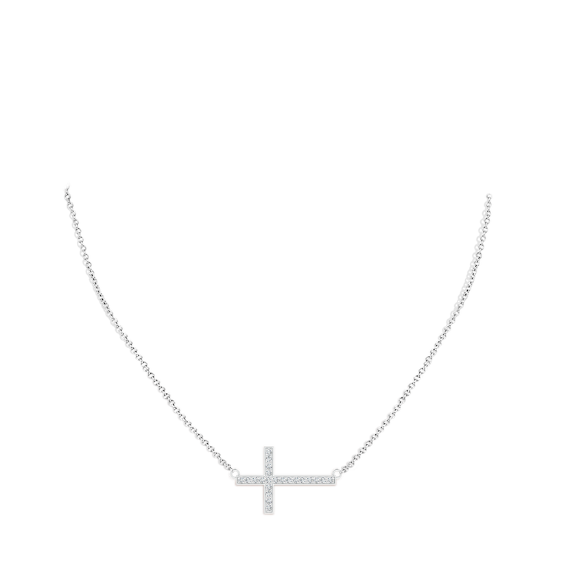 1mm GVS2 Classic Diamond Sideways Cross Necklace in 18K White Gold