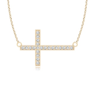 1mm GVS2 Classic Diamond Sideways Cross Necklace in 18K Yellow Gold