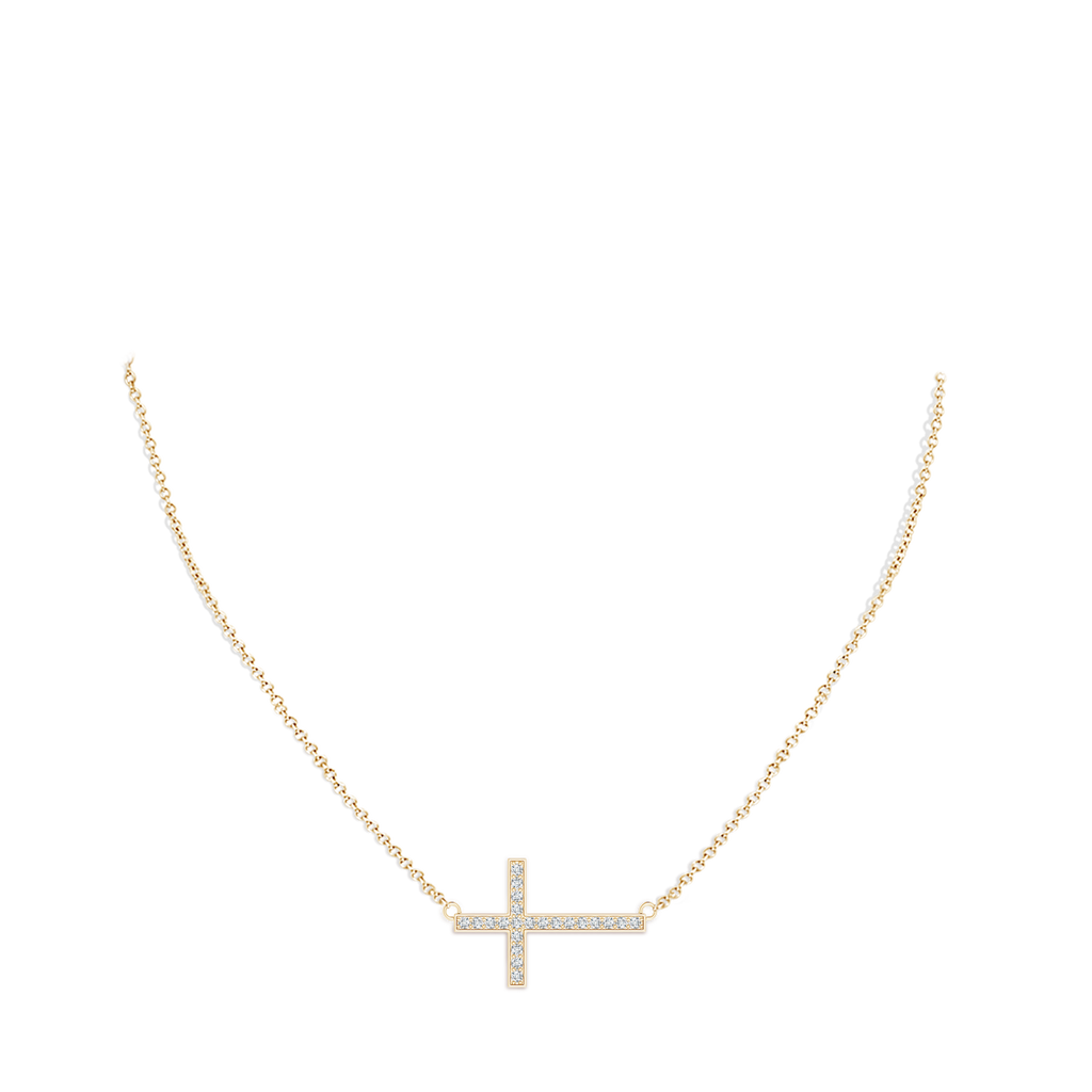 1mm GVS2 Classic Diamond Sideways Cross Necklace in 18K Yellow Gold pen