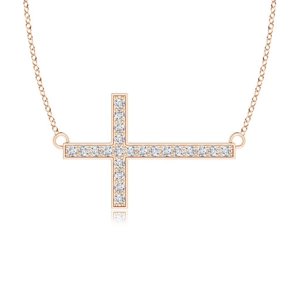 1mm GVS2 Classic Diamond Sideways Cross Necklace in Rose Gold